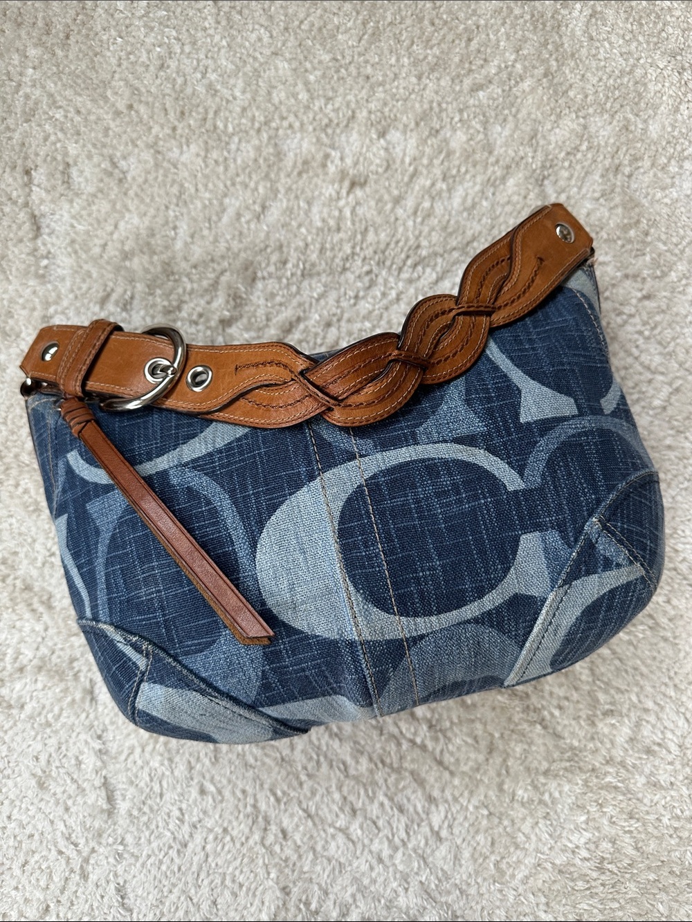Coach Signature Jumbo C Tonal Denim Hobo Bag - Picture 7 of 16